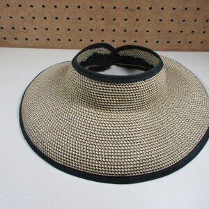 Karen Keith womens khaki an black paper Sun Beach visor M